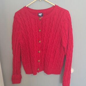 Lands' End Women's Vibrant Red Cardigan